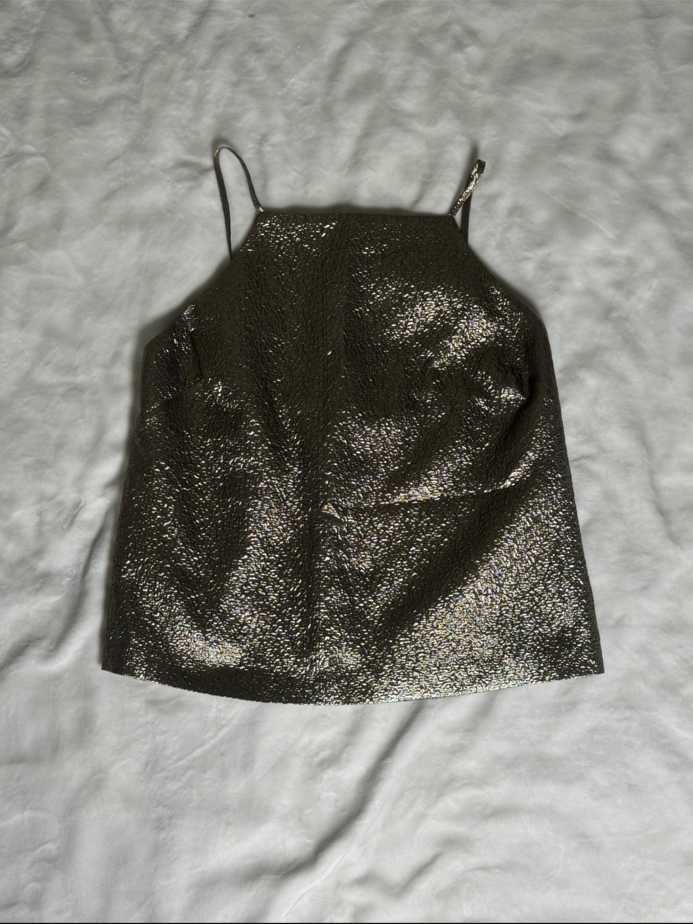 Abercrombie & Fitch Metallic Gold Shimmer Textured Cami Tank NWT Large